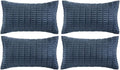 Fancy Homi 4 Packs Dusty Blue Decorative Throw Pillow Covers 14x24 Inch for Living Room Couch Bed Sofa, Rustic Farmhouse Boho Home Decor, Soft Plush Striped Corduroy Square Cushion Case 35x60 cm