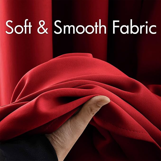 MIULEE Christmas Blackout Curtains 84 Inches Long for Bedroom Living Room Thermal Insulated Room Darkening Grommet Top Solid Light Blocking Drapery Set of 2 Window Panels Red