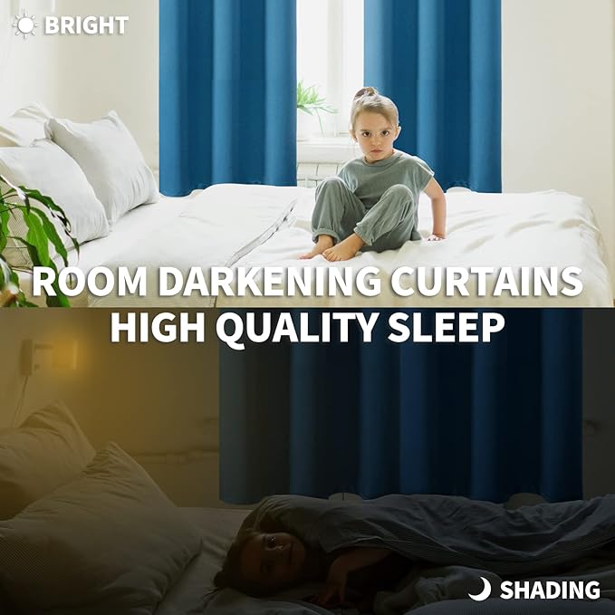 BGment Blackout Curtains - Grommet Thermal Insulated Room Darkening Bedroom and Living Room Curtains, Set of 2 Panels (52 x 54 Inch, Steel Blue)