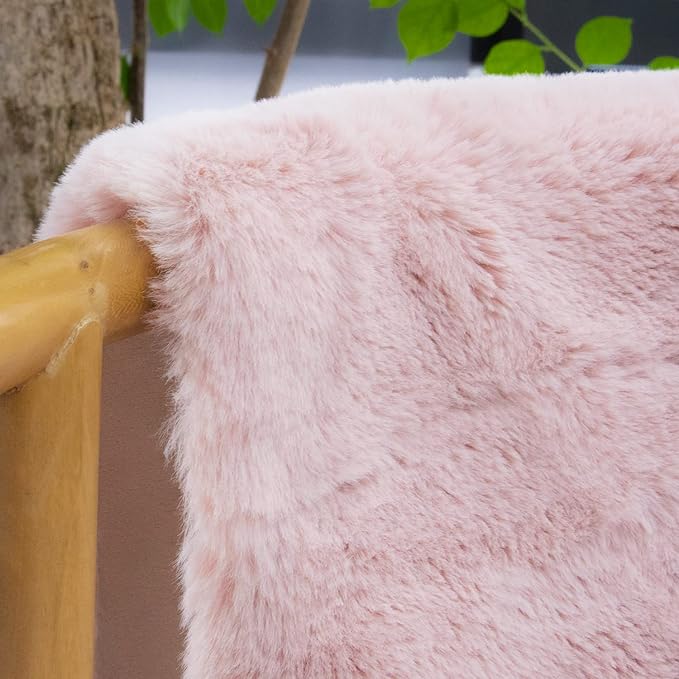ORINOVA Pink Fuzzy Faux Washable Fluffy Fur Area Rugs for Living Room Cute Small Furry Rugs for Bedroom Kids Rug 2x3 Rug Girls Nursery Rug Rectange Rugs