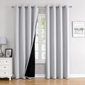 ChrisDowa 100% Blackout Curtains 102 inch Long for Bedroom with Black Liner, 2 Thick Layers Total Blackout Thermal Insulated Grommet Window Curtains 2 Panels Set (Greyish White, 52 x 102 Inch)