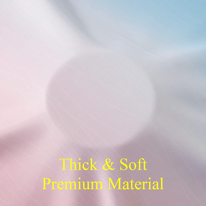 Estelar Textiler Ombre Pink and Blue Blackout Curtains 72 Inch Length 2 Panels, Full Light Blocking Curtains for Bedroom, Grommet Thermal Insulated Gradient Drapes for Living Room, 52x72 Inch