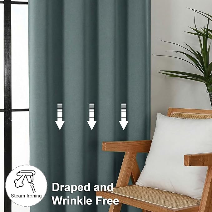 Simplebrand Ava Dark Green Short Blackout Curtains for Bedroom 45 Inches Long 2 Panels Set, Solid Thermal Insulated, Energy Saving Window Treatment Curtains Blackout Drapes, W40 x L45 Inch, Dark Green