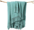 lifein Throw Blanket for Couch, Soft Boho Decor Bed Throw,Cozy Blue Chenille Knitted Small Farmhouse Lightweight Throw (Aqua,60 * 80")