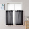 Chyhomenyc Black Sheer Curtains 30 inch Length 2 Panels, Light Filtering Voile Rod Pocket Short Window Curtians for Bathroom Living Room Farmhouse Small Windows, 42Wx30L inches