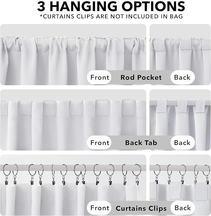 Deconovo Back Tab and Rod Pocket Blackout Curtains for Living Room Thermal Insulated Light Blocking Curtains 42Wx84L Inch Greyish White 2 Panels