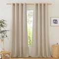 NICETOWN Rustic Linen 132 inch Long Curtains for Living Room, Grommet Privacy Added Thick Linen Weave with Light Filter Window Curtains & Drapes for Bedroom, Angora, W55 x L132, 2 Panels