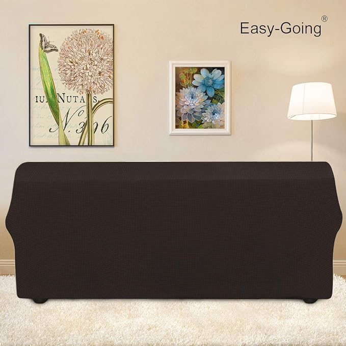 Easy-Going Stretch Oversized Sofa Slipcover 1-Piece Sofa Cover Furniture Protector Couch Soft with Elastic Bottom for Kids, Polyester Spandex Jacquard Fabric Small Checks Chocolate