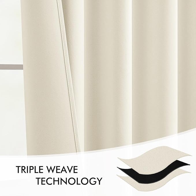 MIULEE Birch Back Tab Blackout Curtains 72 Inches Long 2 Panels Set for Living Room Bedroom Privacy, Rod Pocket/Pinch Pleat Thermal Insulated Room Darkening Pleated Light Blocking Drapes