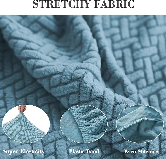 Sofa Covers Couch Covers for Sofa Pet Friendly Couch Cushion Covers Universal Sofa Covers Washable Stretch Slipcovers for Sectional Sofa (Texture Sea Blue,Back Cover M)