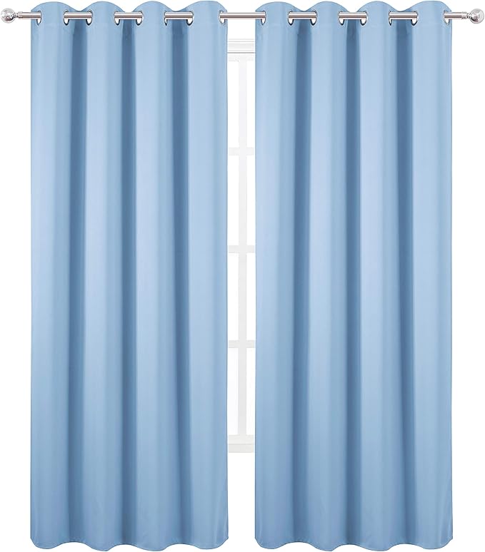 LEMOMO Sky Blue Thermal Blackout Curtains/52 x 84 Inch/Set of 2 Panels Room Darkening Curtains