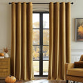MIULEE Velvet Curtains Gold Elegant Grommet Curtains Fall Thermal Insulated Soundproof Room Darkening Drapes for Classical Living Room Bedroom Decor 52 x 84 Inch Set of 2