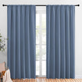NICETOWN Living Room Curtains, Blackout Curtain Panels, Window Treatment Energy Saving Thermal Insulated Solid Rod Pocket Blackout Drapes/Draperies (Stone Blue, 1 Pair, 70 by 84-inch)