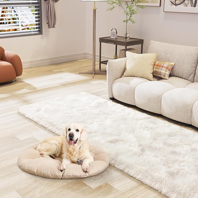 LOCHAS Ultra Soft Indoor Modern Area Rugs 2x6, Fluffy Living Room Carpets for Children Bedroom Home Decor Nursery Rug, Cream
