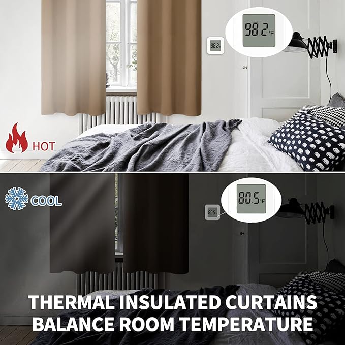 BGment Blackout Curtains for Bedroom - Grommet Thermal Insulated Room Darkening Curtains for Living Room, Set of 2 Panels (52 x 95 Inch, Taupe)