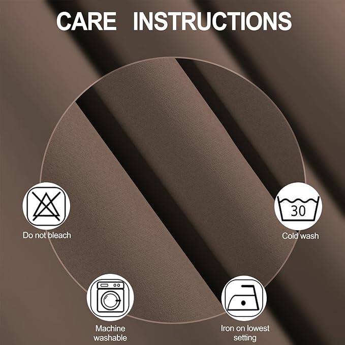 LEMOMO Blackout Curtains 66 x 72 Inch Long Chocolate Curtains Set of 2 Panels Room Darkening Curtains for Bedroom and Living Room