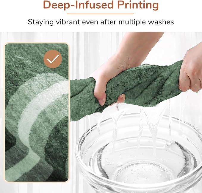 OPPODREAM Border Soft Area Rugs 5x7, Washable Green Rug with Non Slip Backing, 5 x 7 Faux Cashmere Low-Pile 5x7 Carpet