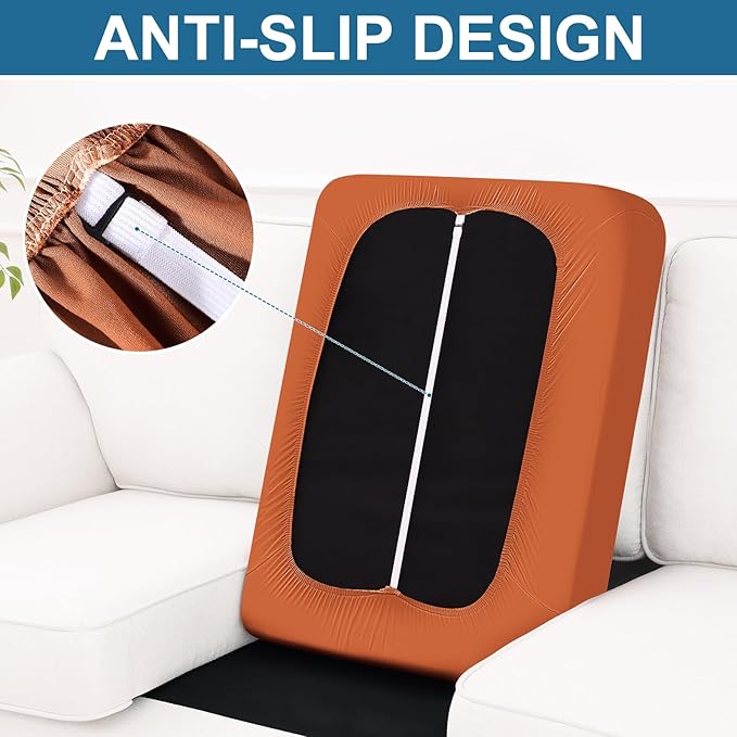 Smiry Printed Couch Cushion Covers, Stretch Soft Couch Covers for Sofa, Washable Non-Slip Sofa Slipcover Furniture Protector for Indoor and Outdoor (1 Pack, Rust)