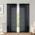 OWENIE Black Sheer Curtains 72 Inches Long 2 Panels Set, Transparent Voile Sheer Curtain for Living Room Bedroom Window Sliding Glass Door Treatment, 59 x 72 Inch, Black
