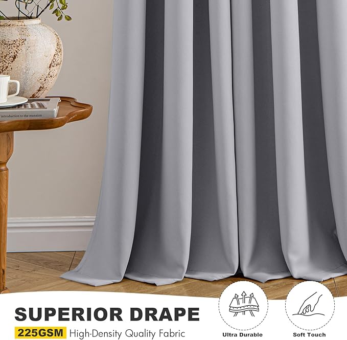 MIULEE Light Grey Blackout Curtains for Bedroom Living Room 84 Inches Long 2 Panels, Thermal Insulated Room Darkening Drapes Solid Grommet Noise Reduction Light Blocking Window Treatments 40x84 Inch