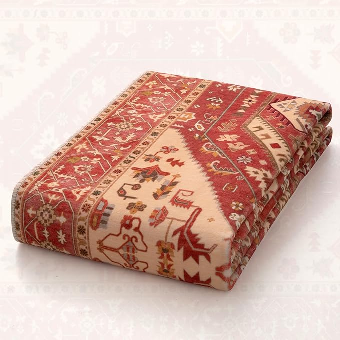 SERISSA 5x7 Boho Area Rug, Washable Non-Slip Rugs for Living Room, Large Red Rug Ultra Soft Vintage Oriental Print Distressed Carpet for Bedroom Dining Room Dorm Office Home Decor