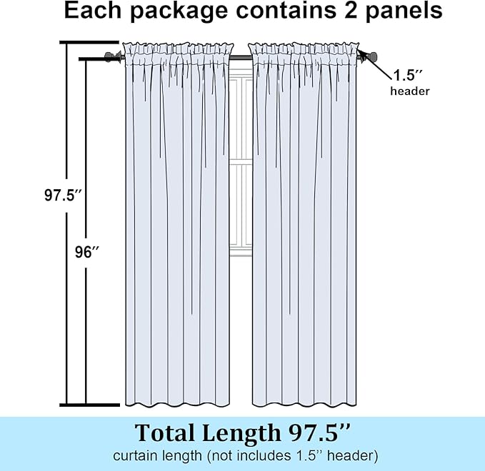 Simplebrand Hunter Green Sheer Curtains 96 Inches Long 2 Panels, Light Filtering Rod Pocket Solid Color Window Sheer Curtain Panels, Elegant Curtains & Drapes for Living Room, Bedroom, 42" W x 96" L
