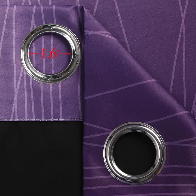 Estelar Textiler Purple and Black Blackout Curtains for Living Room, Full Room Darkening Grommet Ombre Curtains for Bedroom, Thermal Insulated Light Blocking Gradient Drapes, 52Wx72L, 2 Panels