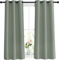 NICETOWN Short Blackout Sage Green Curtains & Drapes for Bedroom - Energy Saving Thermal Insulated Solid Grommet Room Darkening Small Window Treatments for Kitchen/Cafe (2 Panels, W37 x L48)