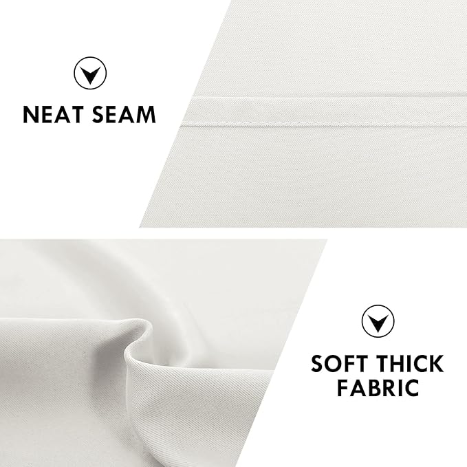 DWCN Blackout Curtains Thermal Insulated, Energy Saving & Noise Reducing Bedroom and Living Room Curtains, Ivory, W 42x L 45 Inch, Set of 2 Rod Pocket Curtain Panels