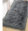 LOCHAS Soft Fluffy Faux Fur Rugs for Bedroom Bedside Rug 2x4 Feet, Washable, Furry Sheepskin Area Rug for Living Room Girls Room, Luxury Shag Carpet Home Decor, Dark Grey