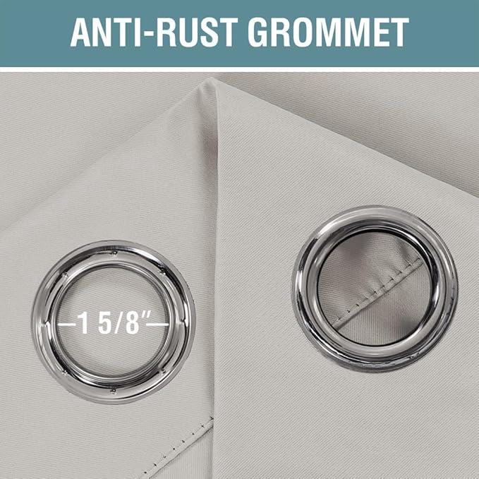 H.VERSAILTEX Blackout Curtain for Living Room Thermal Insulated Window Treatment Curtain Extra Long 108 inch Length Energy Saving Solid Grommet Top Blackout Drape, One Panel, Stone, 52" W x 108" L