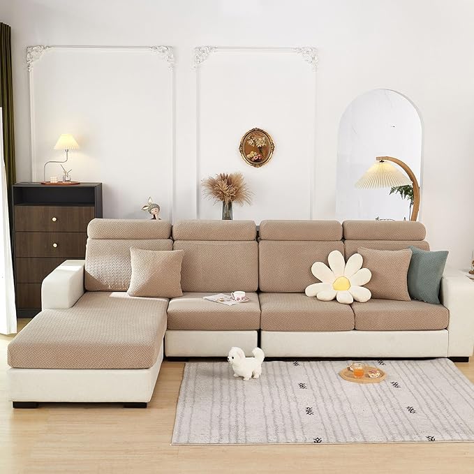 Sofa Covers Couch Covers for Sofa Pet Friendly Couch Cushion Covers Universal Sofa Covers Washable Stretch Slipcovers for Sectional Sofa (Light Coffee,Extra Large Single Seat Cover)