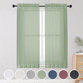 OWENIE Sheer Curtains Living Room 54 inches Long, Rod Pocket Curtain Sheers Bedroom, Light Filtering Voile Panels Drapes Basement Small Window Treatments 2 Panels, 42" W x 54" L, Sage Green
