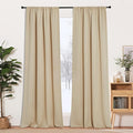 RYB HOME Curtains for Bedroom 102 inches Long, Privacy Thermal Insultaed Sunlignt Heat Blocking Drapes for Sliding Patio Door, Width 42 by Length 102, Biscotti Beige, 2 Panels Set