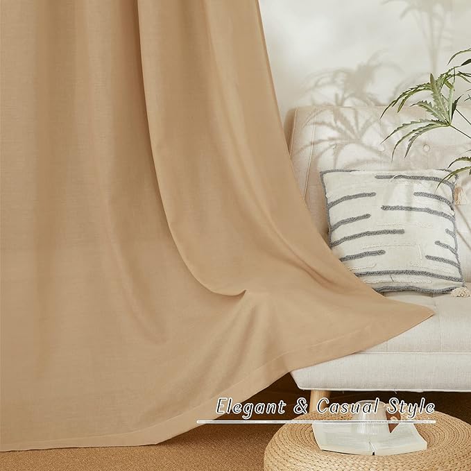 NICETOWN Linen 78 inch Curtains for Kitchen Window, Grommet Thick Flax Linen Burlap Small Window Treatments Privacy Assured with Light Filtering for Cafe/Kids Room, W68 x L78, 2 Panels