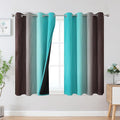 Estelar Textiler Brown and Teal Blackout Curtains 45 Inch Length, Light Blocking Gradient Drapes for Kitchen, Thermal Insulated Grommet Ombre Curtains for Bathroom,52Wx45L,2 Panels