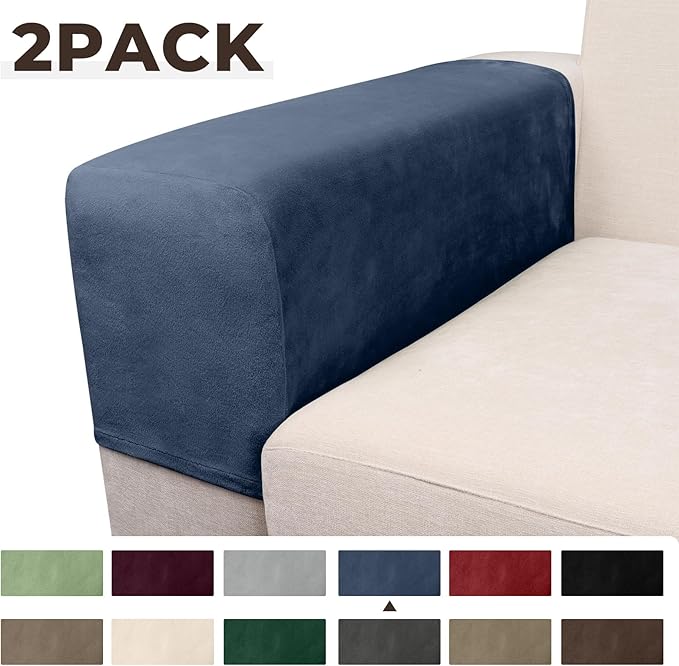 Couch Arm Covers 2 Pcs Sofa Armrest Covers Stretch Couch,Armrest Cover for Chairs Scratch-Resistant Sofa Arm Cover Armchair Slipcovers,Berlin Blue