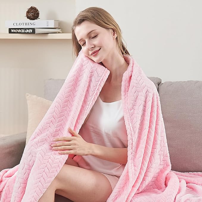 inhand Super Soft Pink Cute Throw Blanket, Cozy Plush Fleece Blanket Throw Size, Washable Lightweight Flannel Blankets Throw for All Season(50”x60”, Baby Pink)