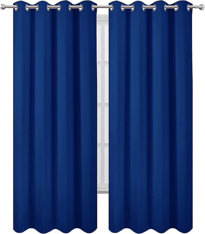 LEMOMO Blackout Curtains 66 x 84 inch/Royal Blue Curtains Set of 2 Panels/Thermal Insulated Room Darkening Bedroom Curtains