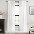 White Linen Curtains 72 inch Long 2 Panel Set for Living Room Back Tab Rod Pocket Semi Sheer Light Filtering Bedroom Window Curtain 72 inch Length Cotton Textured Modern Elegant Coastal Drapes