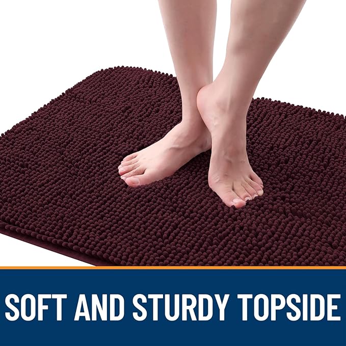 OLANLY Dog Door Mat for Muddy Paws 47x32, Absorbs Moisture and Dirt, Absorbent Non-Slip Washable Doormat, Quick Dry Chenille Mud Mat for Dogs, Entry Indoor Entryway Carpet for Inside Floor, Russet