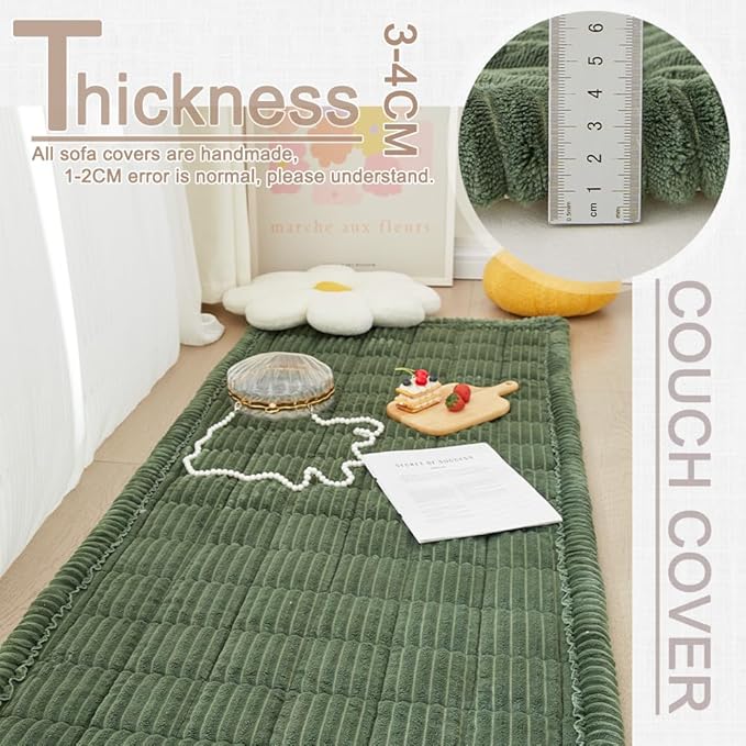 Couch Cover for Dogs Washable, Fuzzy Pet Couch Covers for 3 Cushion Sofa Pet Friendly, Non Slip Sofa Cover (Green, 23.6" x 47"/60 x 120cm)