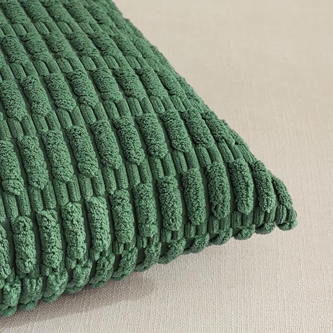 Fancy Homi 4 Packs Green Decorative Throw Pillow Covers 18x18 Inch for Living Room Couch Bed, Holiday Christmas Home Decor Gift, Soft Plush Corduroy Cute Accent Square Cushion Case 45x45 cm