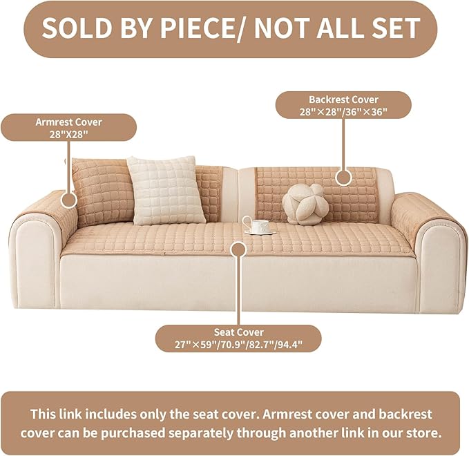 Velvet Couch Covers for Dogs, Dog Sectional Couch Covers, Pet Couchs Cover for 2-3 Seater, Couchs Protector for Dogs, Sectional Sofa Cover for Pet Washable(1PC,Khaki,27.6"×70.9")