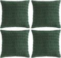 Fancy Homi Set of 4 Dark Green Boho Decorative Throw Pillow Covers 18x18 Inch for Couch Bed Sofa, Aesthetic Modern Bohemian Room Decor, Soft Fuzzy Fluffy Cozy Corduroy Textured Cushion Case 45x45cm