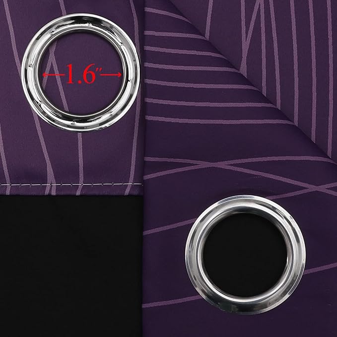 Estelar Textiler Purple and Greyish White Blackout Curtains & Drapes for Bedroom, Thermal Insulated Ombre Blackout Drapes, Room Darkening Energy Saving Curtains for Living Room, 42Wx63L, 2 Panels
