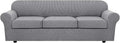 H.VERSAILTEX 4 Piece Stretch Sofa Covers for 3 Cushion Couch Covers for Living Room Furniture Slipcovers (Base Cover Plus 3 Seat Cushion Covers) Thicker Jacquard Fabric (Large Sofa, Dove)