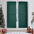 OWENIE Sheer Curtains 63 inch Length 2 Panels Set, Light Weight Soft Solid Light Filtering Fimly Sheer Curtains for Bedroom Living Room, Rod Pocket Window Treatments, Hunter Green, 42Wx63L Inch