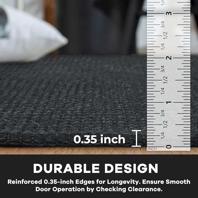 KOZYFLY Extra Long Runners for Hallways 3x18 ft Washable Kitchen Runner Non Slip Rubber Backed Hallway Rug Cotton Entryway Runner Rug Floor Carpet for Indoor Hall, Kitchen, Stair, Black/Dark Grey