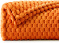 BEDELITE Fleece Blanket Twin Size for Bed Couch, 3D Jacquard Decorative Orange Fall Throw, Soft and Cozy Warm Plush Fuzzy Blanket, 60x80Inches